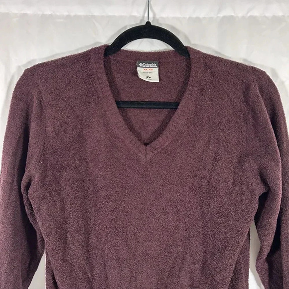 Columbia Sweater Women's Small Solid Purple Vneck Long Sleeve XCO - Picture 2 of 9